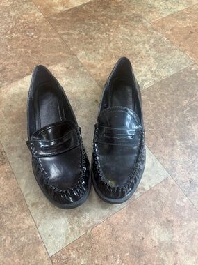 Zara Black Patent Leather Loafers